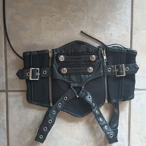 Killstar Black Corset Belt with Silver Hardware